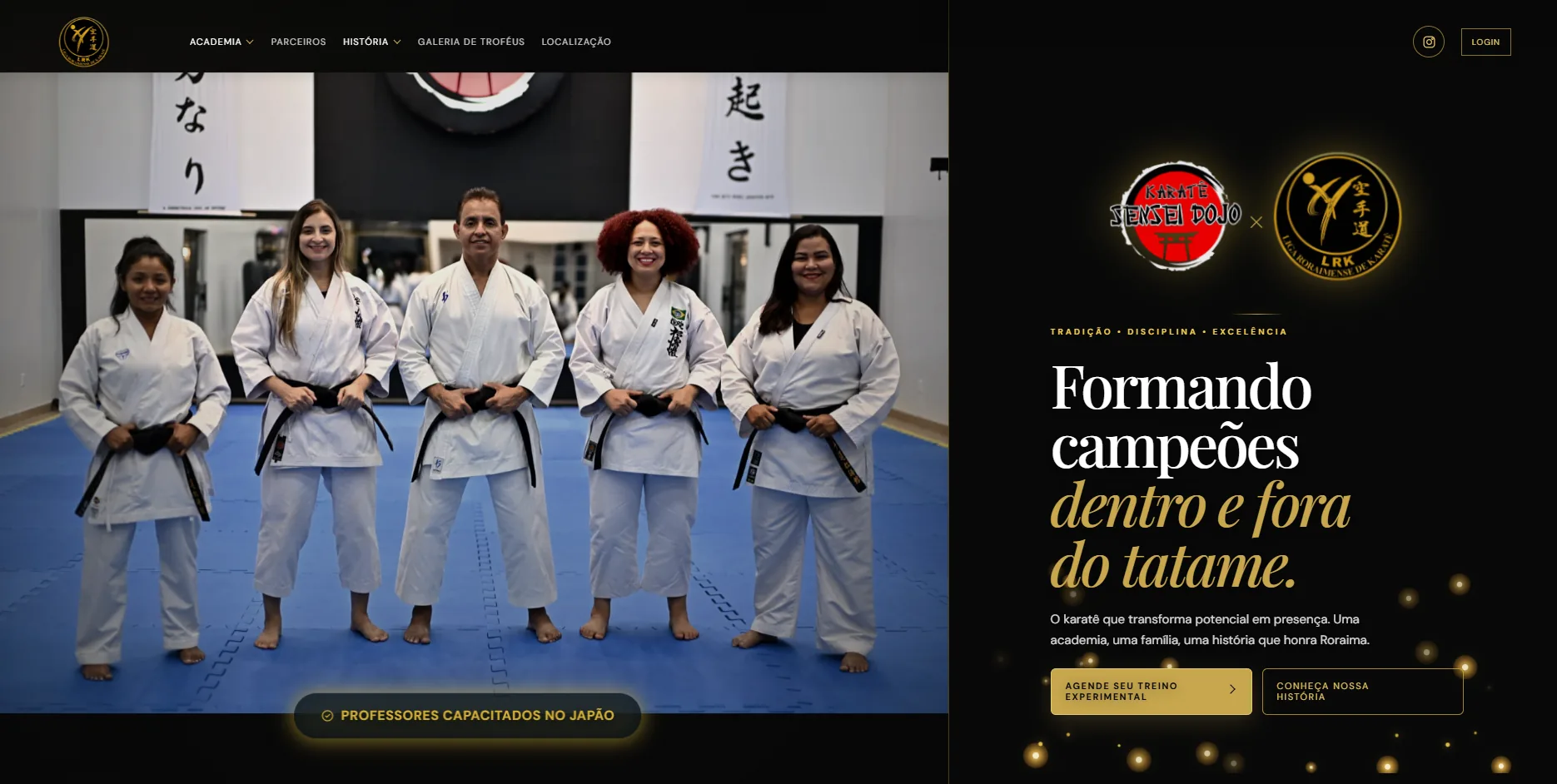 Site institucional da academia de artes marciais