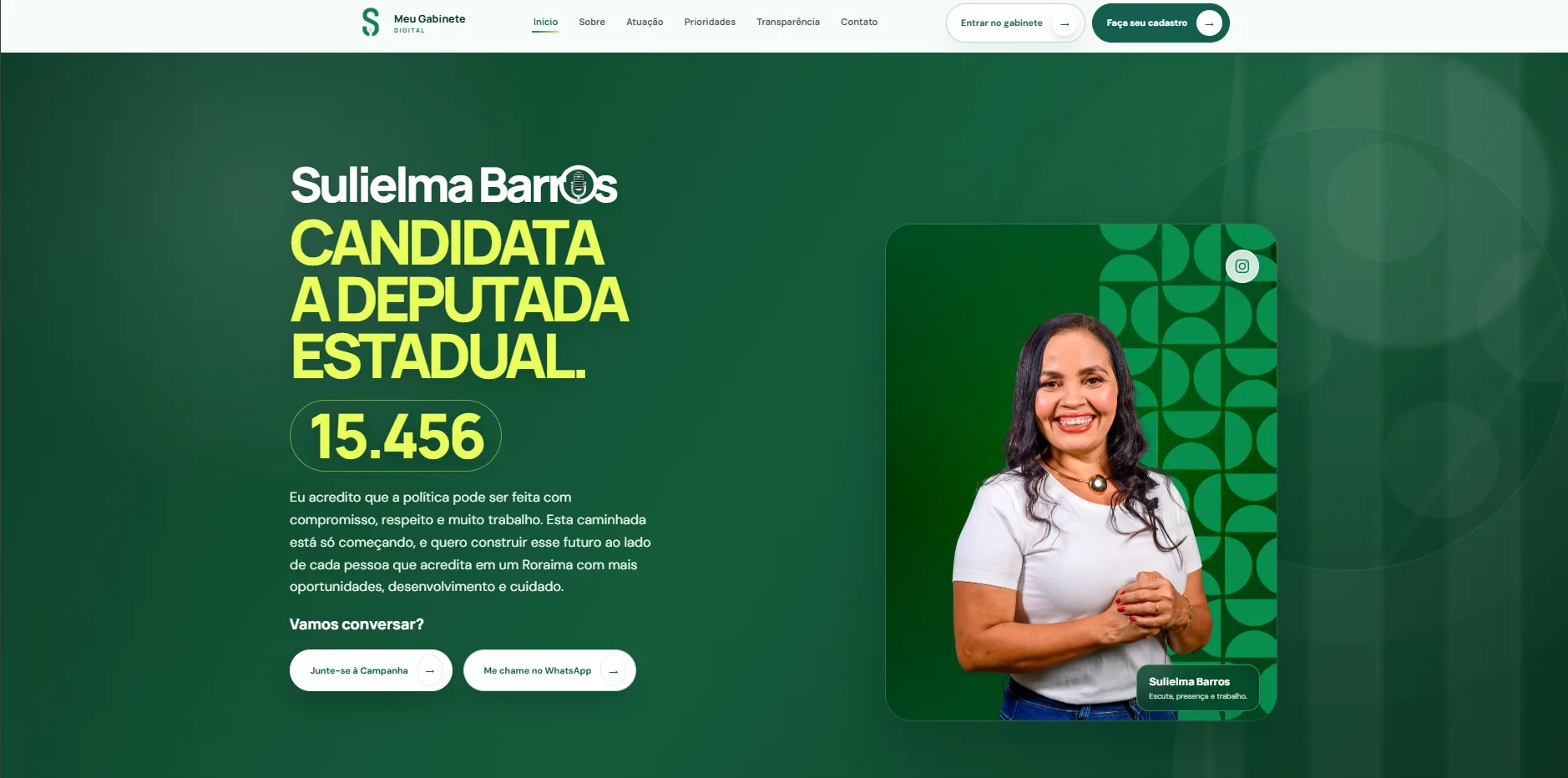 Site público da plataforma de campanha